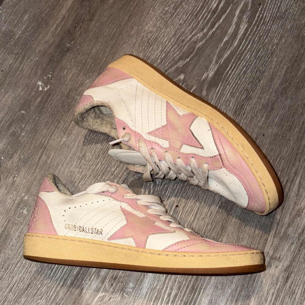 Authentic Golden Goose Pink and Cream Sneakers